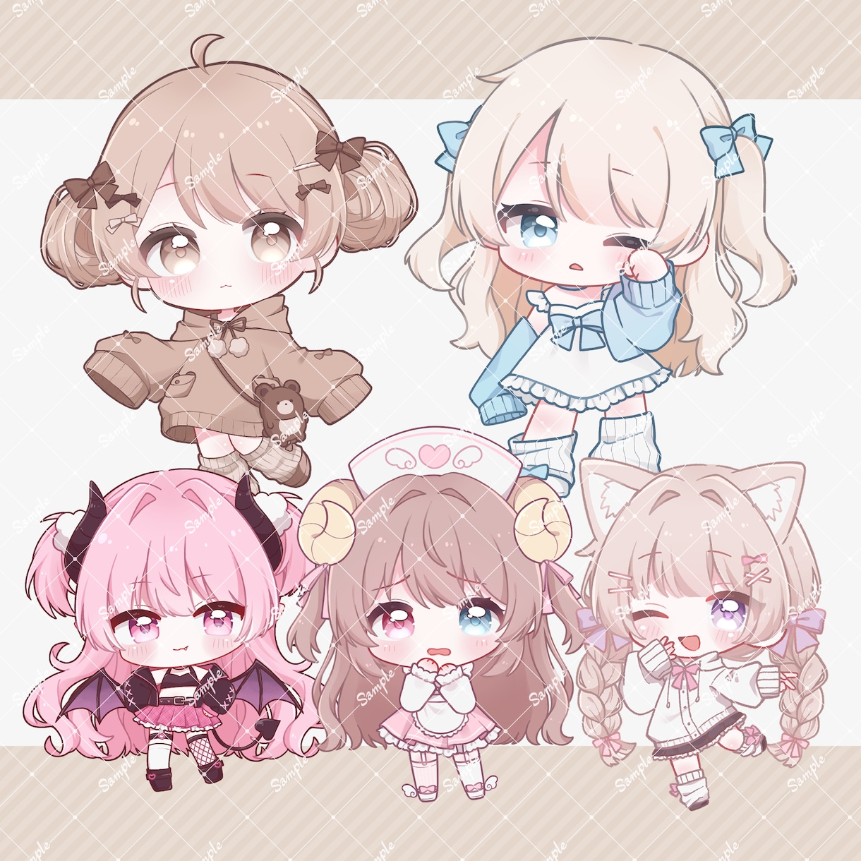 かわいいデフォルメイラスト描きます サムネやグッズ制作用に！修正回数無制限 イメージ3