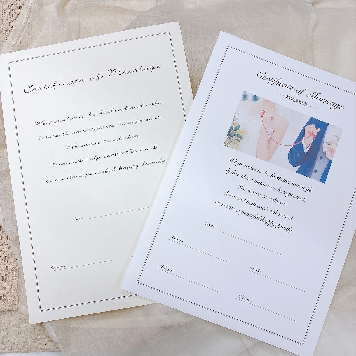 シンプルでおしゃれな結婚証明書を制作します デザイン4種｜用紙2種　から選択できます！写真入りも可♥ イメージ1