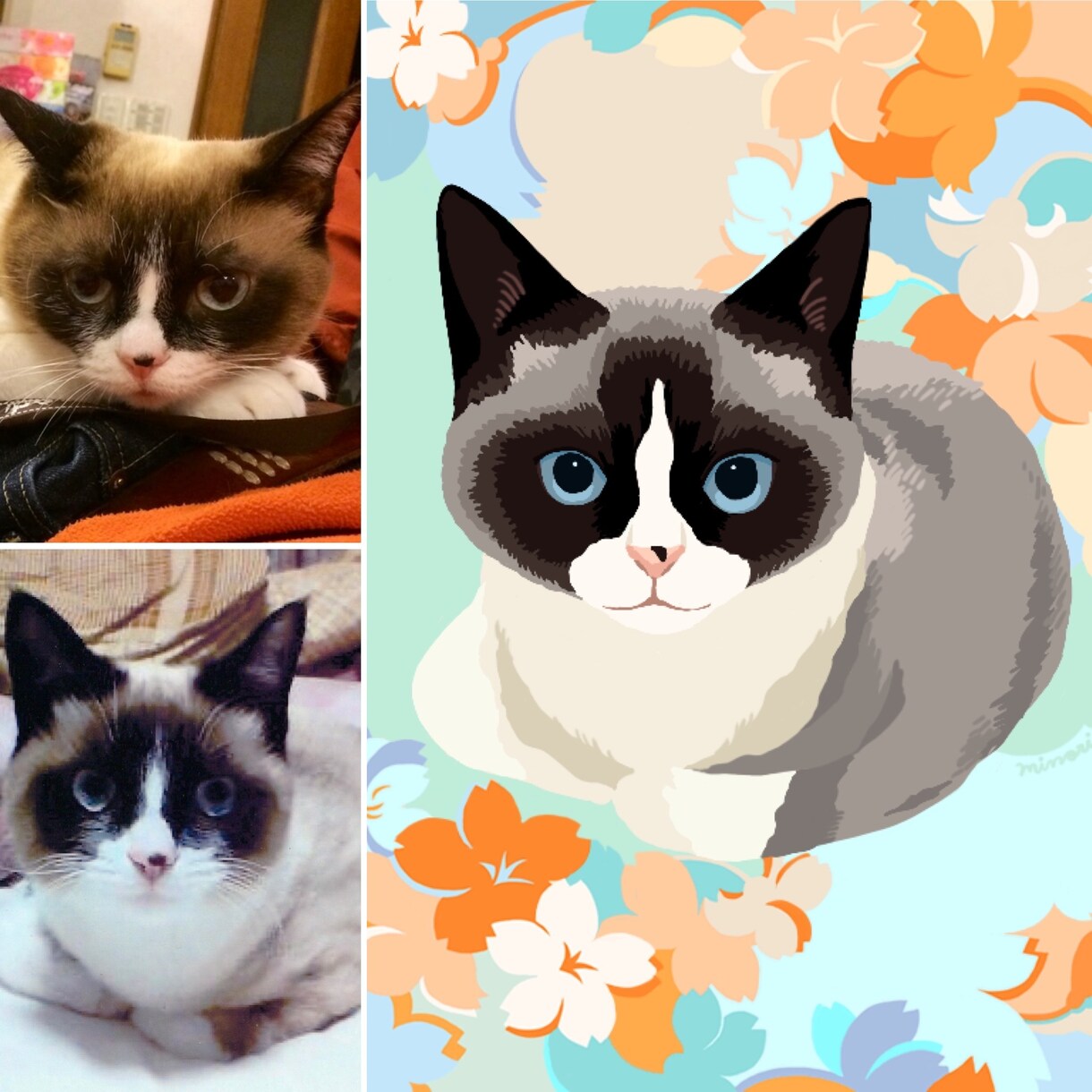 あなたのペットをお好きなお花と共に描きます SNSアイコンやプレゼントにどうぞ イメージ3