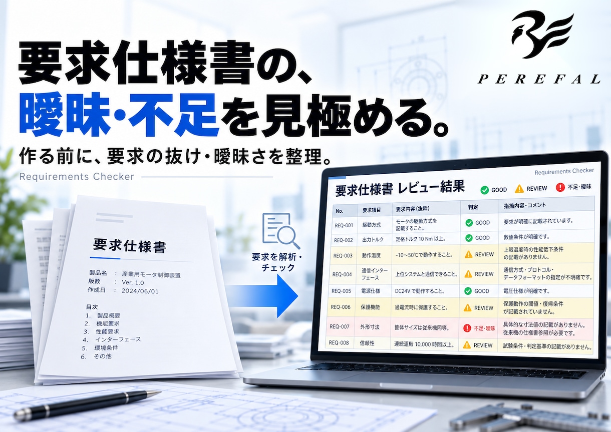 要求仕様書の曖昧・不足をチェックします 作る前に、要求の抜け・曖昧さを見極めます イメージ1