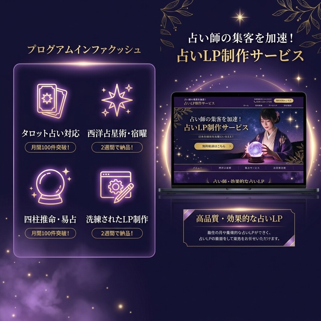 集客できるHP【占い師専門】をプロが制作します あらゆる占術を、神秘的なデザインで表現。 イメージ5