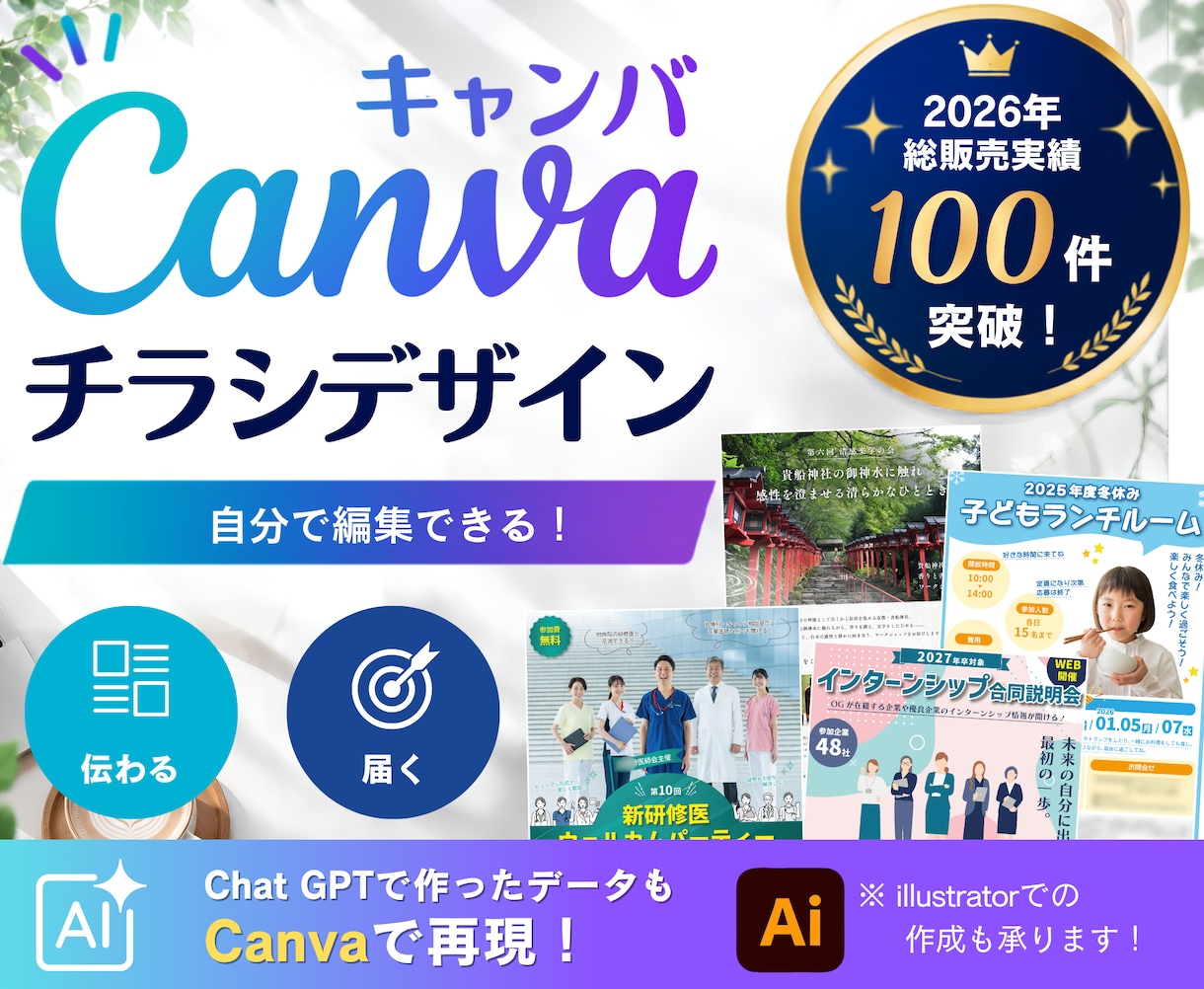 ご自分でも編集可能！Canvaでチラシ作成します Chat GPTで作成したチラシも、ブラッシュアップ可能！ イメージ1