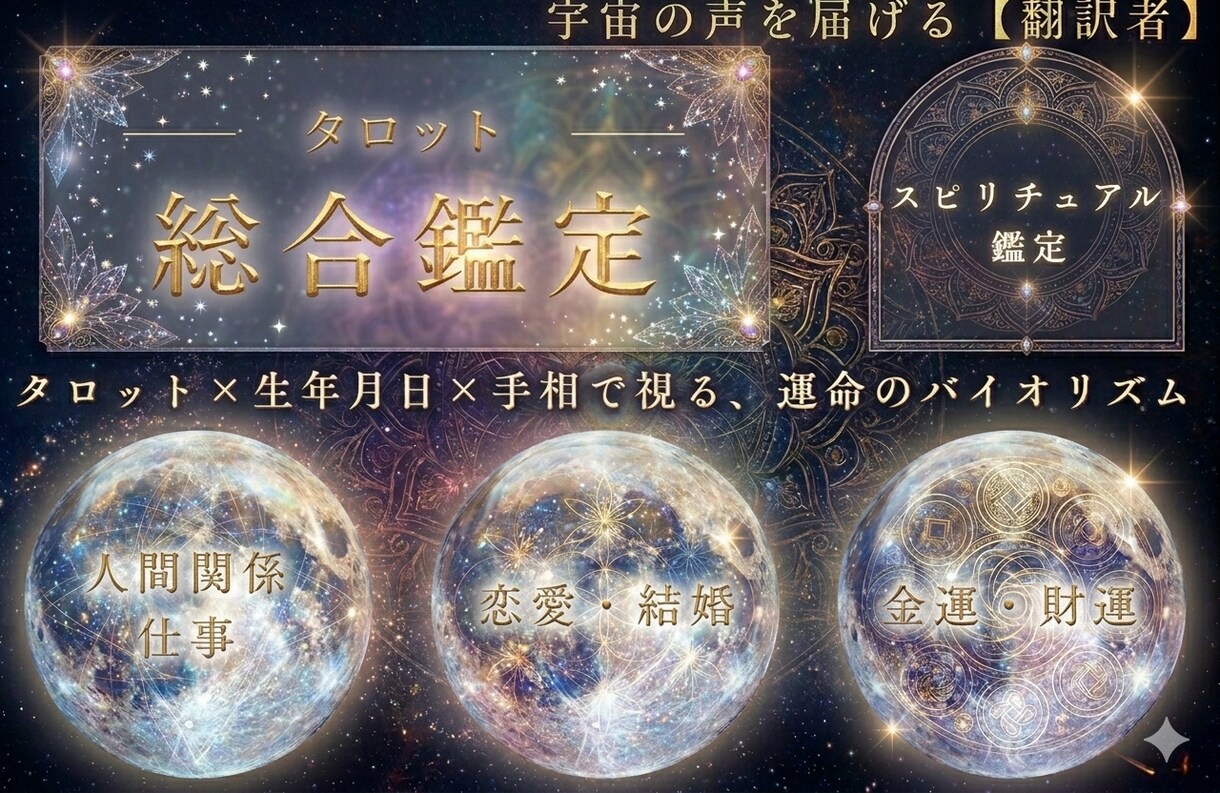 タロット×宿命×手相で多角解析。スピ鑑定します 宇宙の意図を1μ単位で精密解析。育児や仕事、複雑な悩みを光へ イメージ1