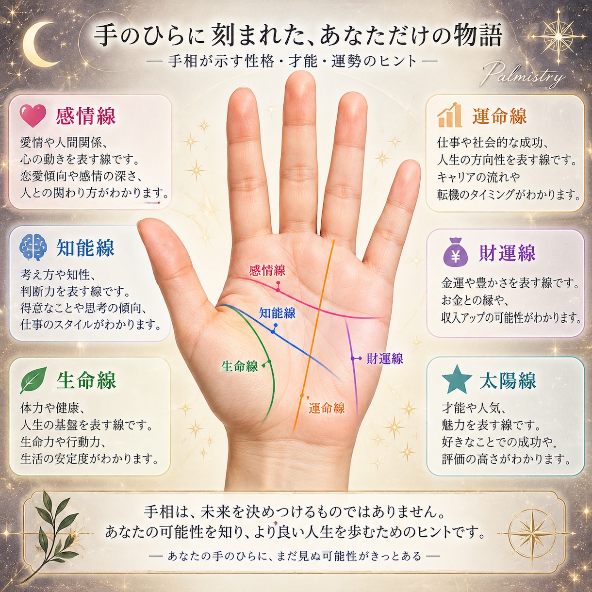 手相を占います。手相の画像を送るだけでできます 手相占いであなたのことがわかっちゃう！！ イメージ1