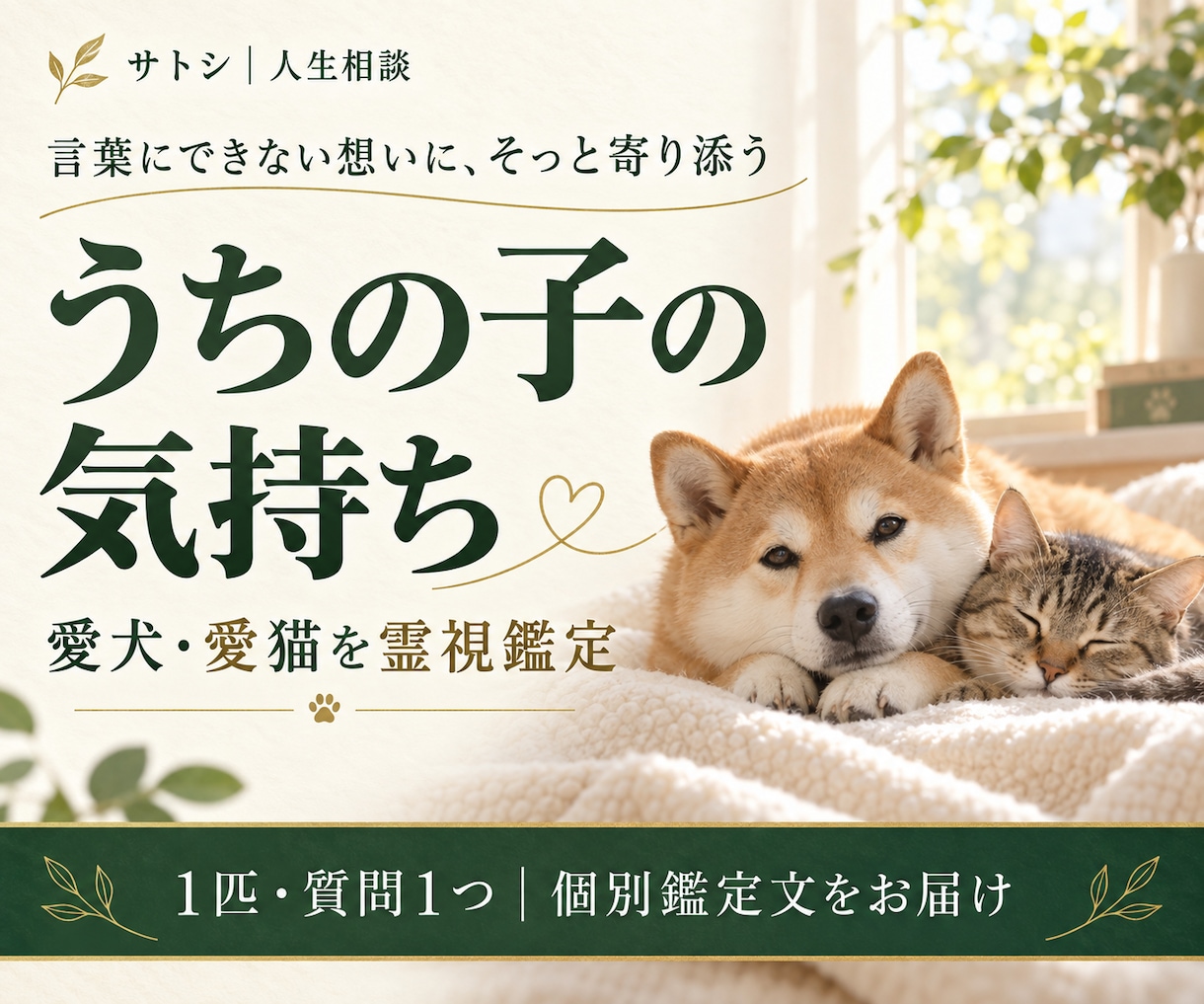 愛犬・愛猫の気持ちとあなたへの想いを霊視します うちの子はどう思ってる？日々の触れ合いに寄り添う鑑定 イメージ1