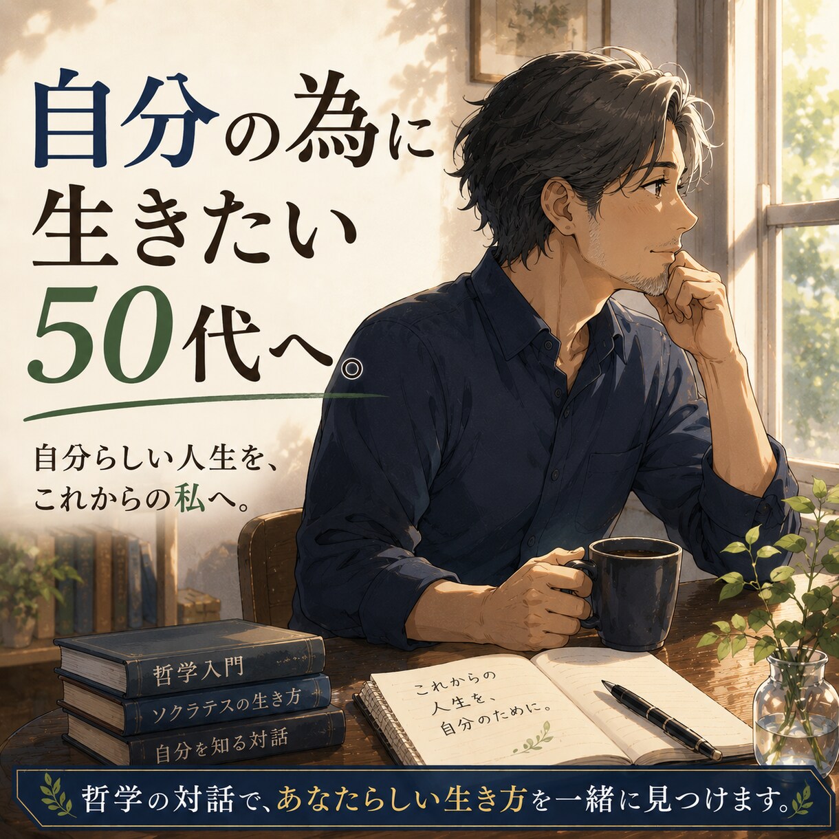 自分の為に生きたい50代へ！ブレない自分を創ります 仕事を大切にしてきたあなたへ。哲学対話で自分主役の人生へ イメージ1