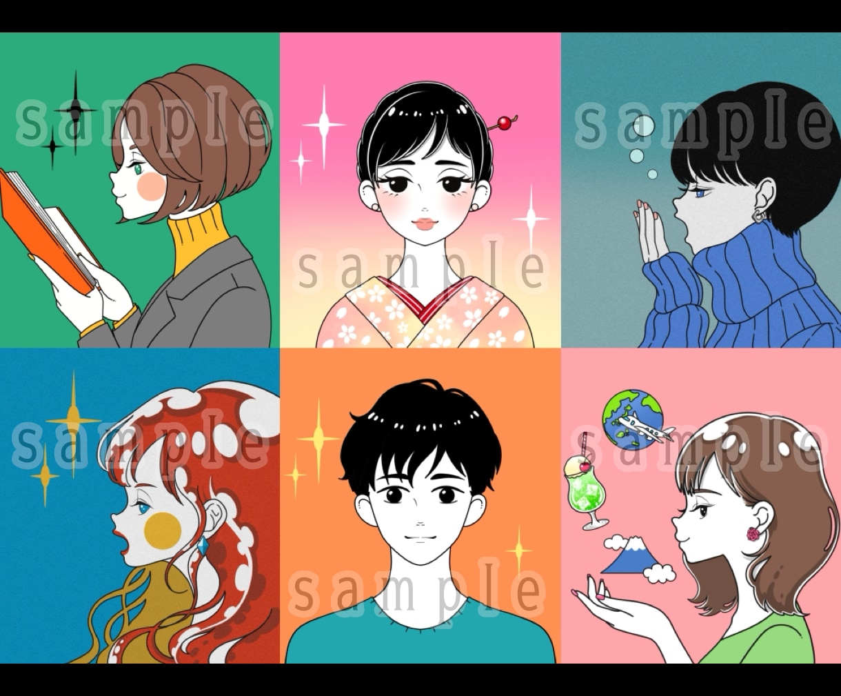 印象に残る◎レトロポップなアイコン描きます 目立つカラー！レトロなタッチと色合いで個性的なイラスト！ イメージ7