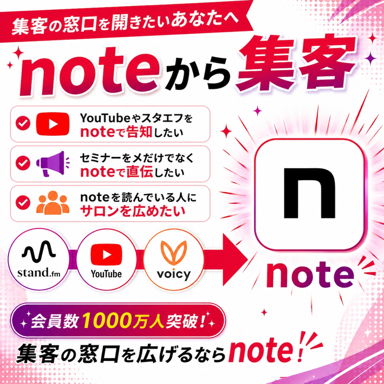 あなたの音声からnoteで集客するお手伝いをします 集客の窓口を増やしたいけどお忙しくて、時間がないあなたへ イメージ1