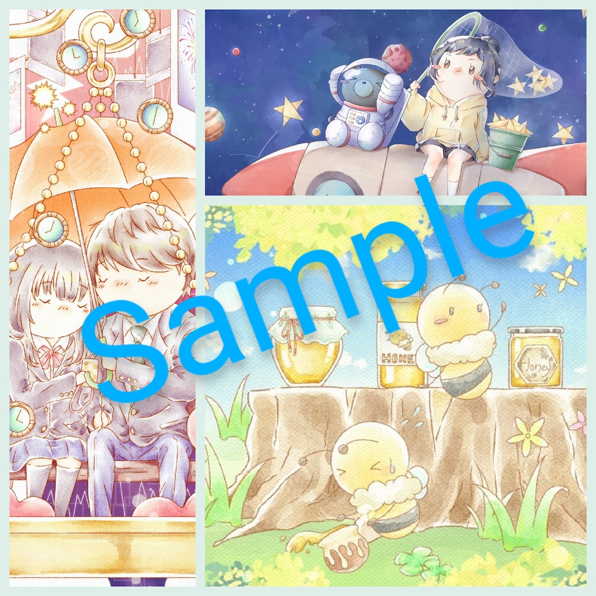 絵本風のほっこりするイラストお描きいたします 挿絵やご友人への贈り物などお好きなサイズでお作りいたします イメージ9