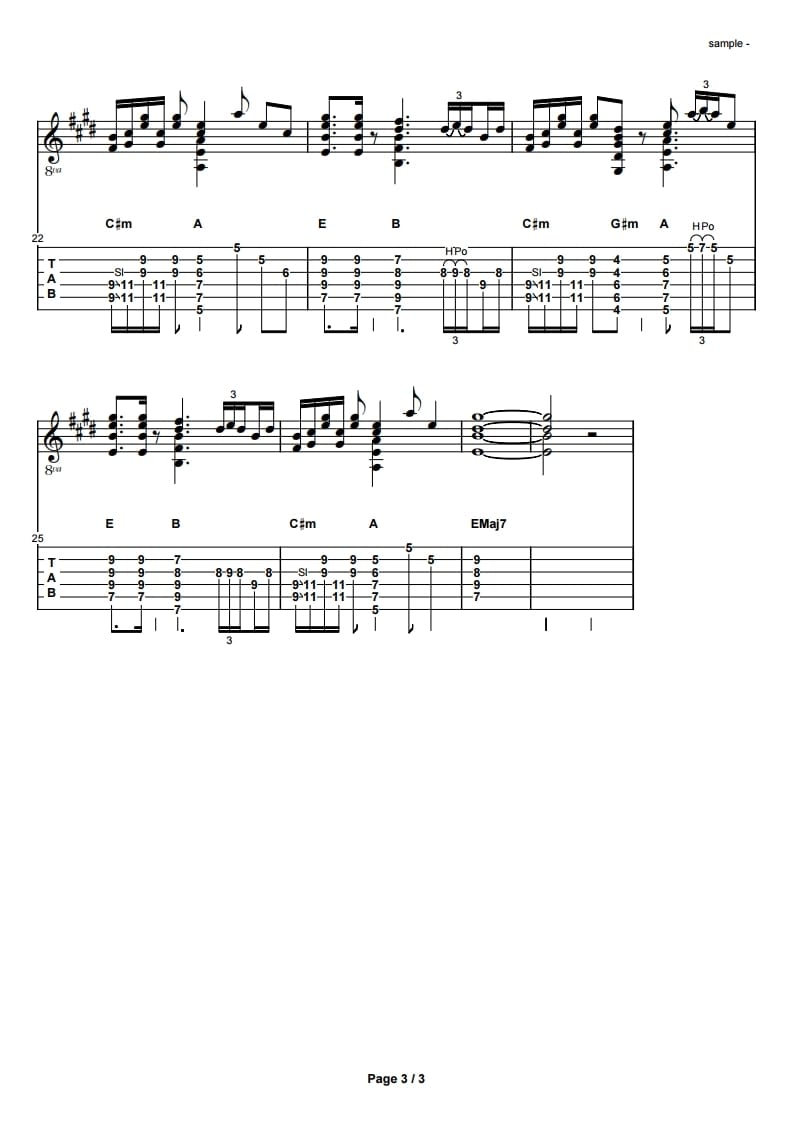 弾きたい曲のギターパートのTAB譜作成いたします ギターは弾けるけど耳コピ無理な方へ。キー変更もＯＫです！ イメージ6