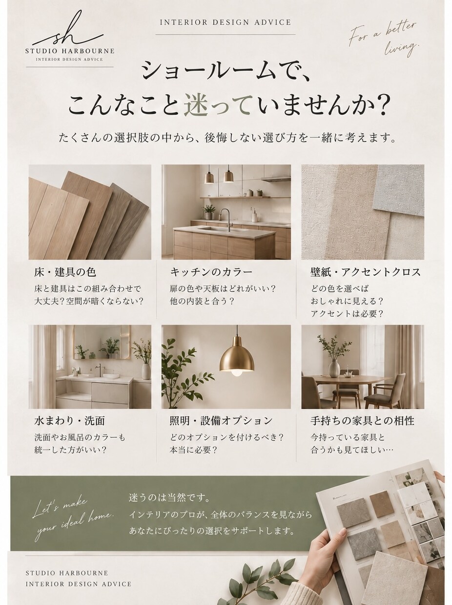 新築マンションのオプション選びをお手伝いします 床・建具・キッチン・壁紙など、迷う選択をプロが整理します イメージ2