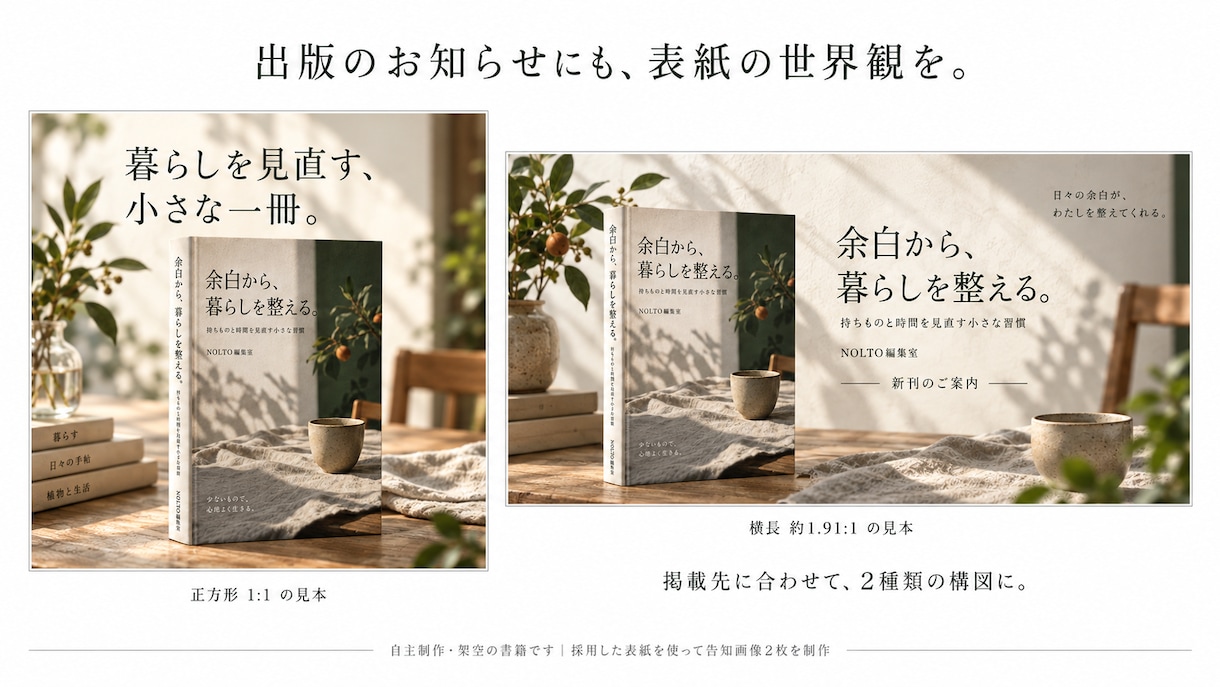 電子書籍と紙の表紙・告知画像まで制作します 初案2方向・修正3回。告知画像2枚と編集用ai付き イメージ6