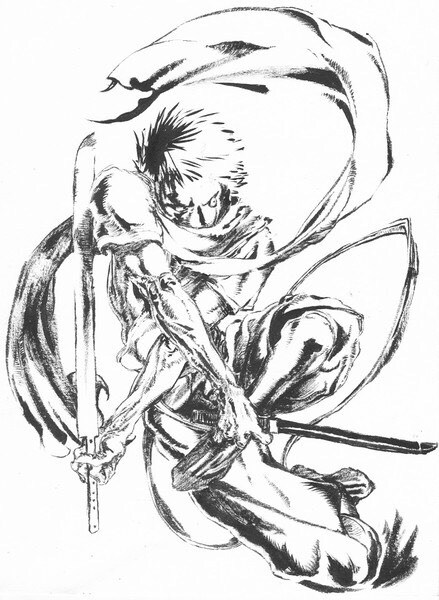 筆ペン又は筆ペン調のなんか絵+αを描きます 某アニメ会社の偉い人に勿体ないくらい面白い絵と評価頂きました イメージ3
