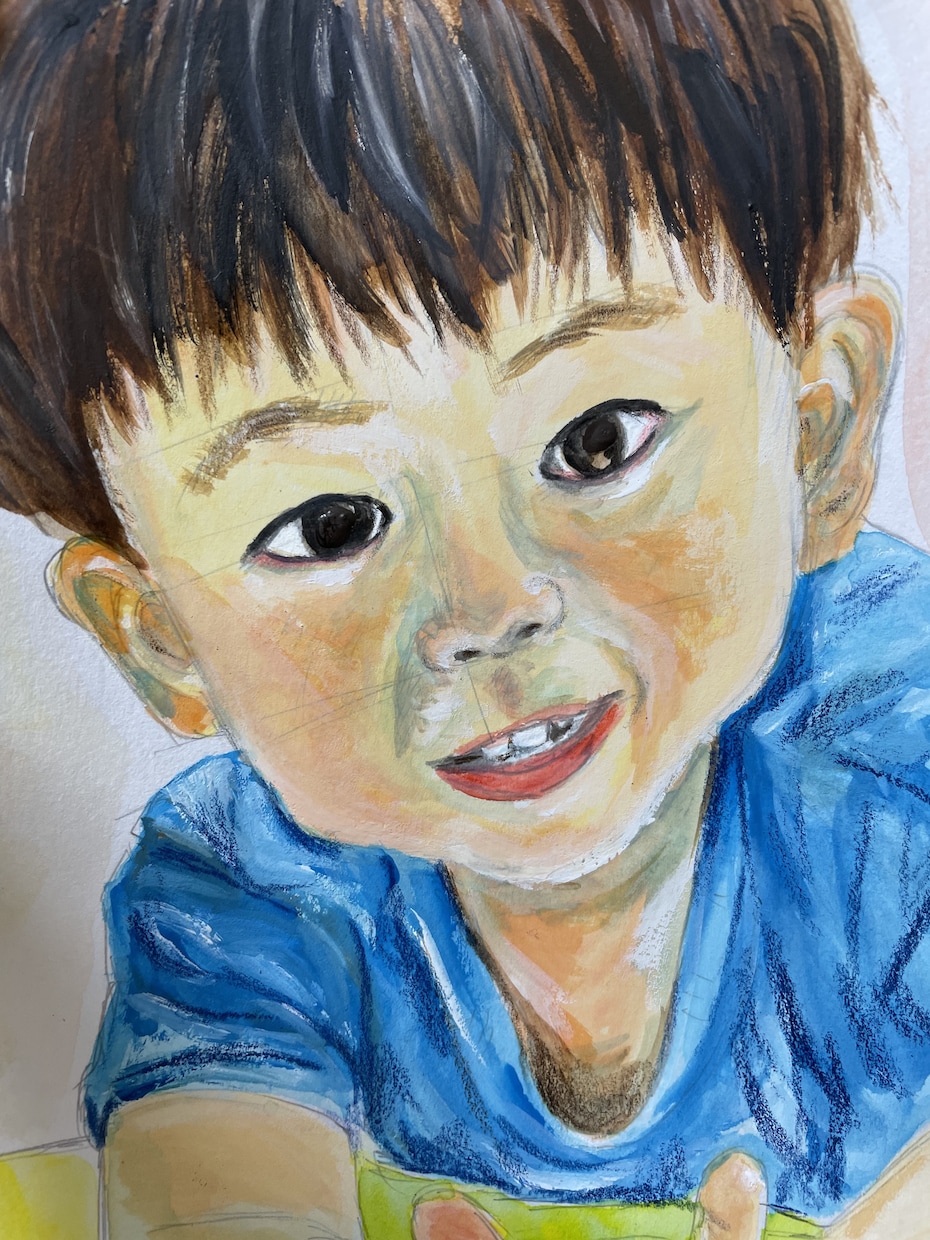 水彩画で赤ちゃん、家族、大切な人の似顔絵描きます 写真以外で思い出に残る世界でただ一つのアナログ画をあなたへ イメージ6