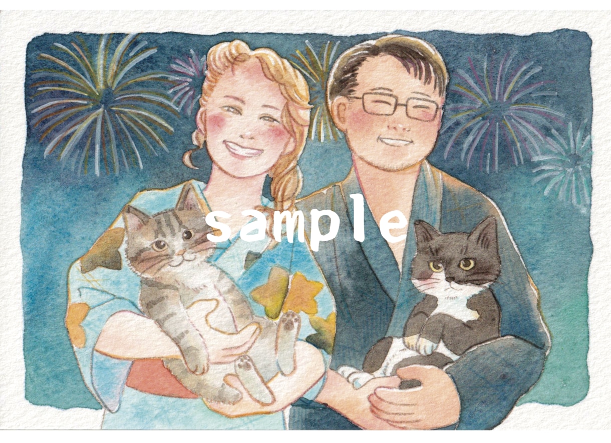 水彩タッチで温かみのある似顔絵お描きします プレゼントや記念日などにいかがでしょうか？ イメージ1