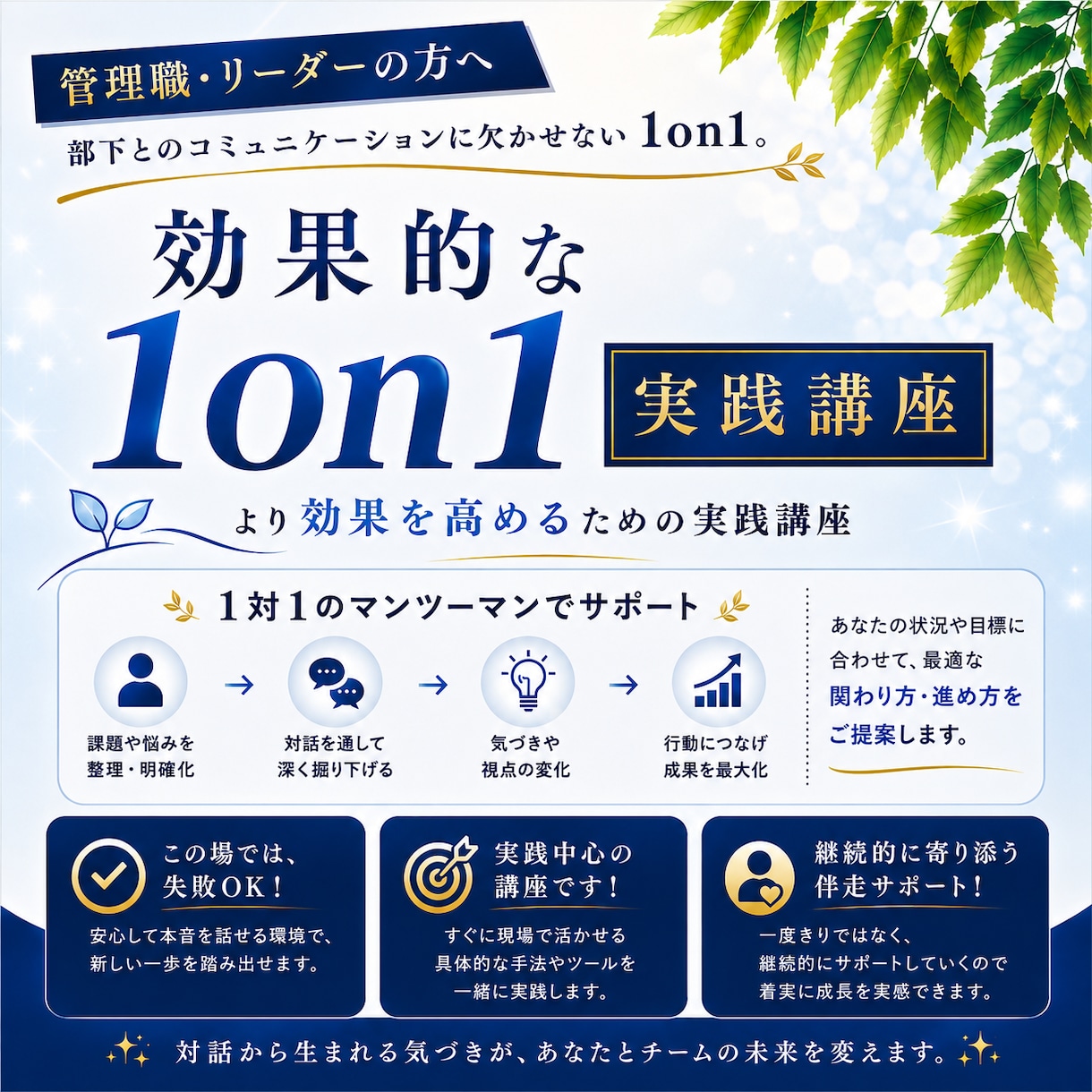 中間管理職・マネージャー向け1on1相談受けます 1on1の時間をより有意義なものにするために。実践中心講座 イメージ1