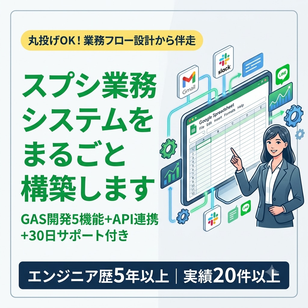 スプシ業務システムをまるごと構築します GAS開発5機能+API連携+30日サポート付き イメージ1