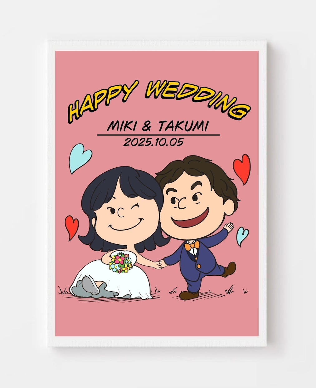 スヌーピー　みたいにかわいい似顔絵を！ます ウェルカムボードや誕生日プレゼント　結婚祝いに最適！ゆるふわ イメージ3