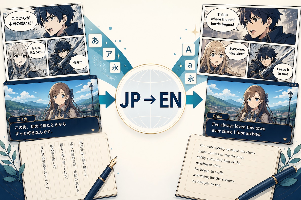 漫画・ゲーム・小説を自然な英語に翻訳します ネイティブ品質で読みやすくローカライズ イメージ1