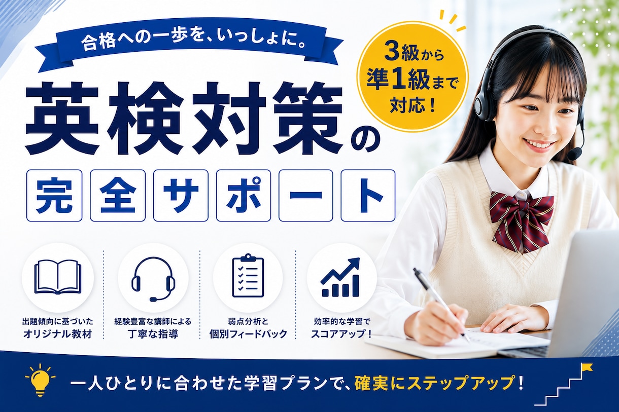 期間限定5回分1000円　英検の英作文を添削します ２４時間３６５日スピード対応！ イメージ1
