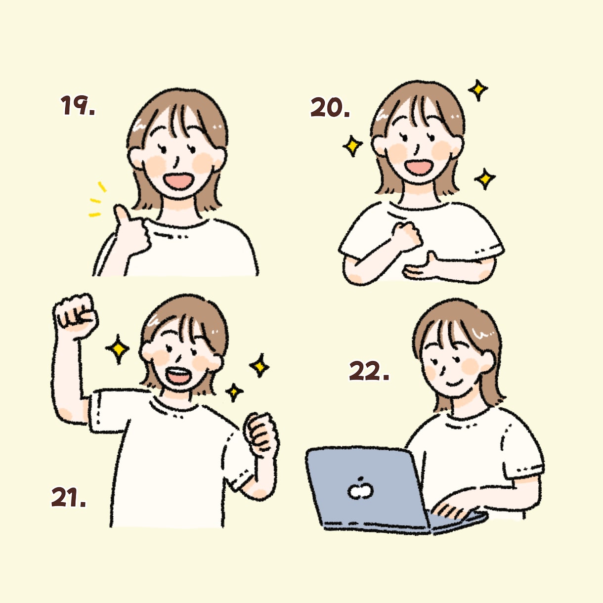 髪型服装自由！SNS投稿に使える6点セット描きます あなたの投稿がぱっと目に留まる♡集客上がるイラストセット イメージ6