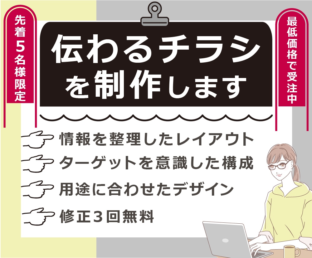 先着5名★最低価格　伝わるチラシ制作します 修正3回無料・両面対応可！初めての印刷・データ納品もお任せ イメージ1