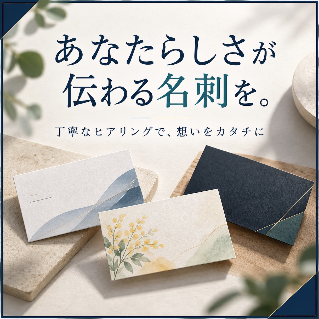 印象に残るおしゃれな名刺をデザインします シンプルなのに、ちゃんと目を引く。あなたらしい名刺を。 イメージ1