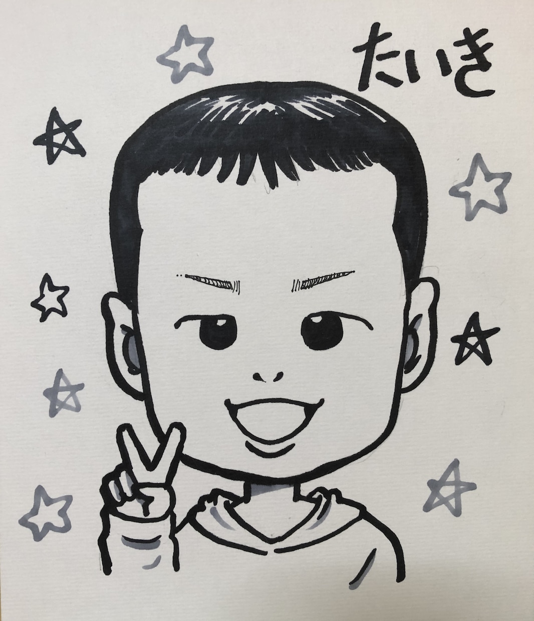 格安モノクロ似顔絵描きます ミニサイズの色紙に黒とグレーのコピックで似顔絵描きます イメージ4