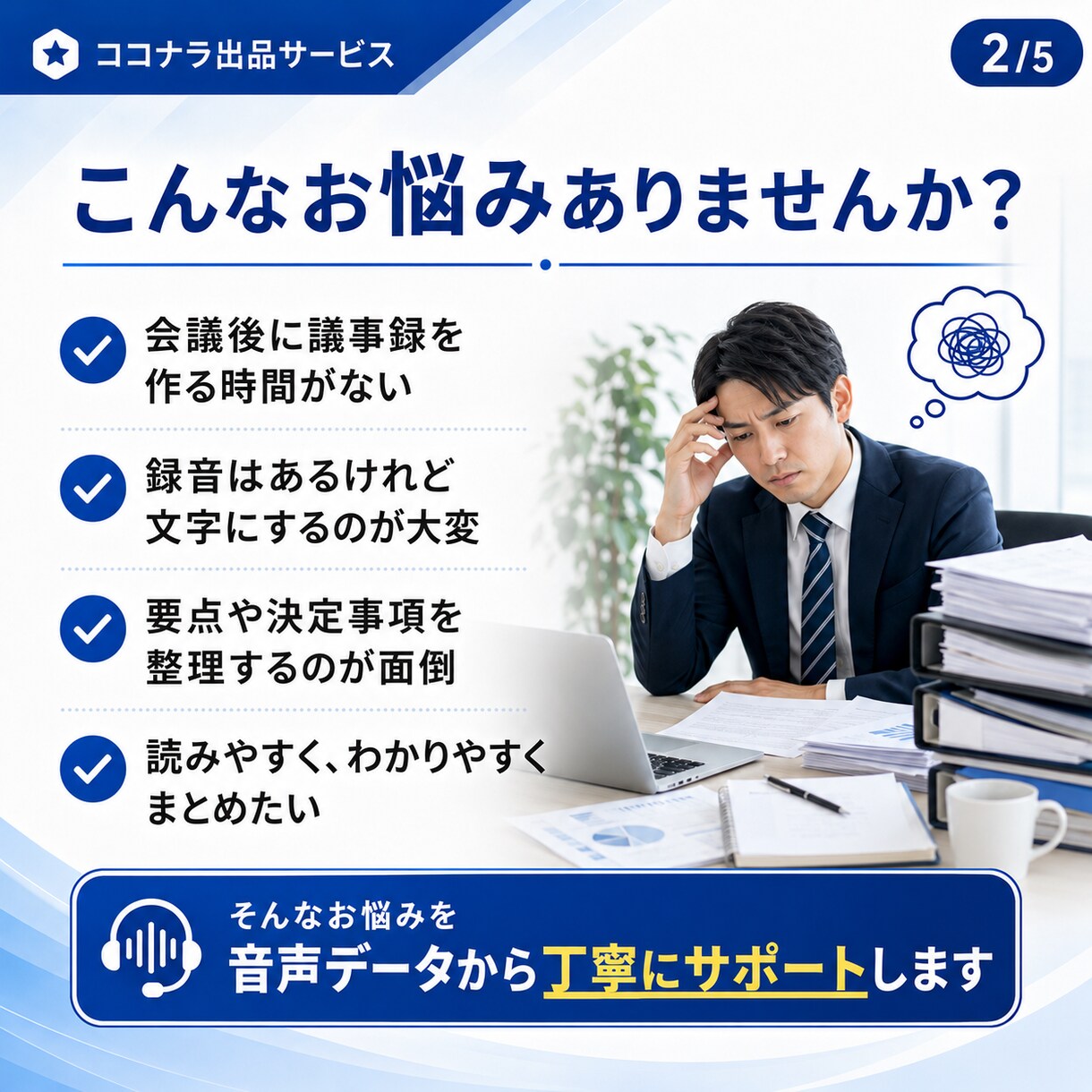 会議音声を議事録にします 録音を送るだけ。議事録作成をお任せください イメージ2