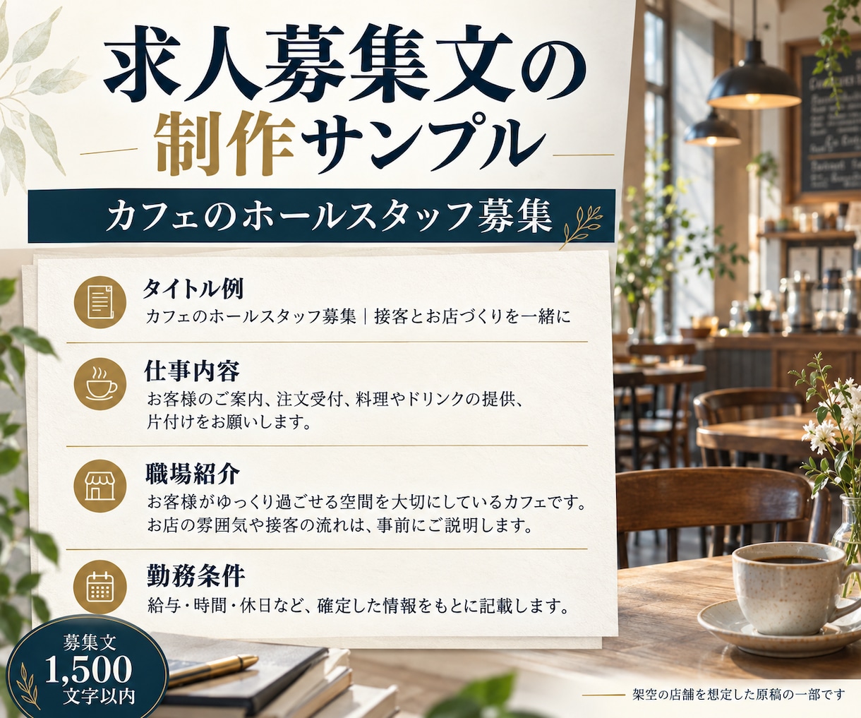 求人募集文とタイトルを作成します 店舗・小規模企業向け！仕事内容と職場の魅力を整理 イメージ2