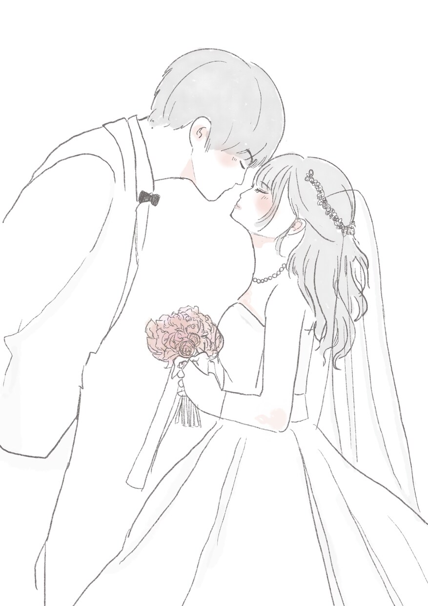 カップル/ウエディングイラストかきます 可愛くペアで使えるイラストです。あわくゆるく イメージ3
