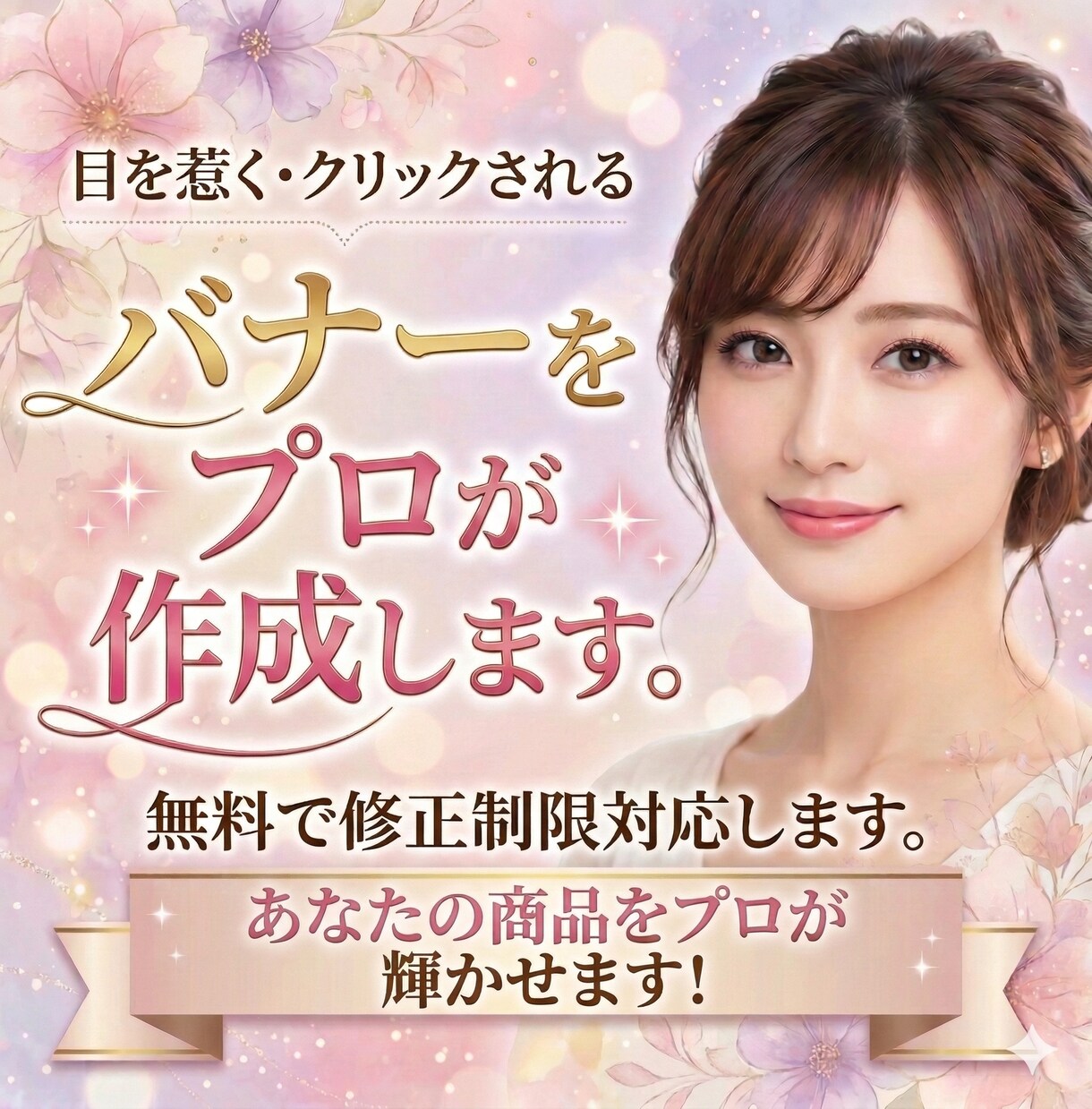 目を惹いて・クリックされるバナーをプロが作成します 無料で修正無制限対応します！あなたの商品をプロが輝かせます！ イメージ1