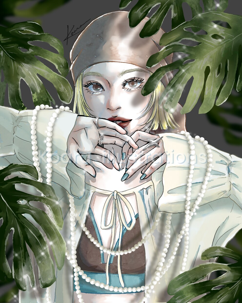 モード×透明感　雑誌の1ページのような絵を描きます 1枚絵・アイコン・挿し絵などジャンル問わずご相談ください イメージ1