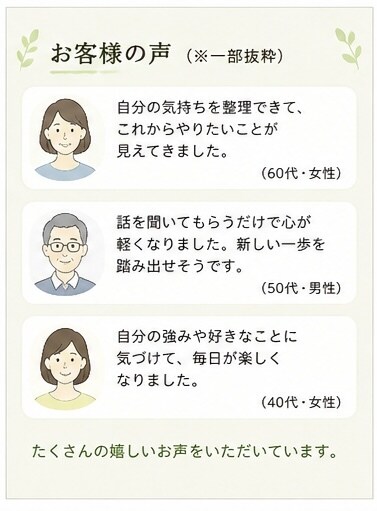 あなたの生きがい探しをお手伝いします 「人生後半の楽しみを一緒に探す」 イメージ7