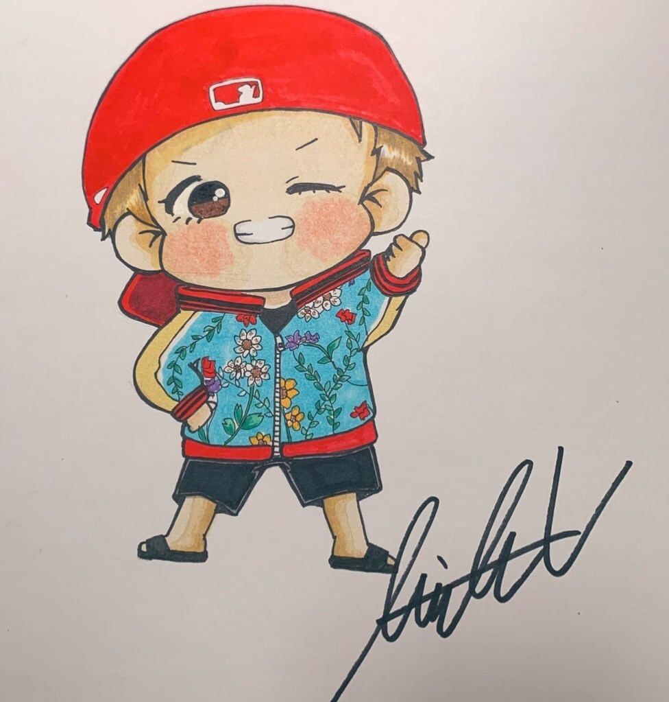 色紙や紙に似顔絵描きます littleVの絵柄でアナログイラスト描きます♡ イメージ3