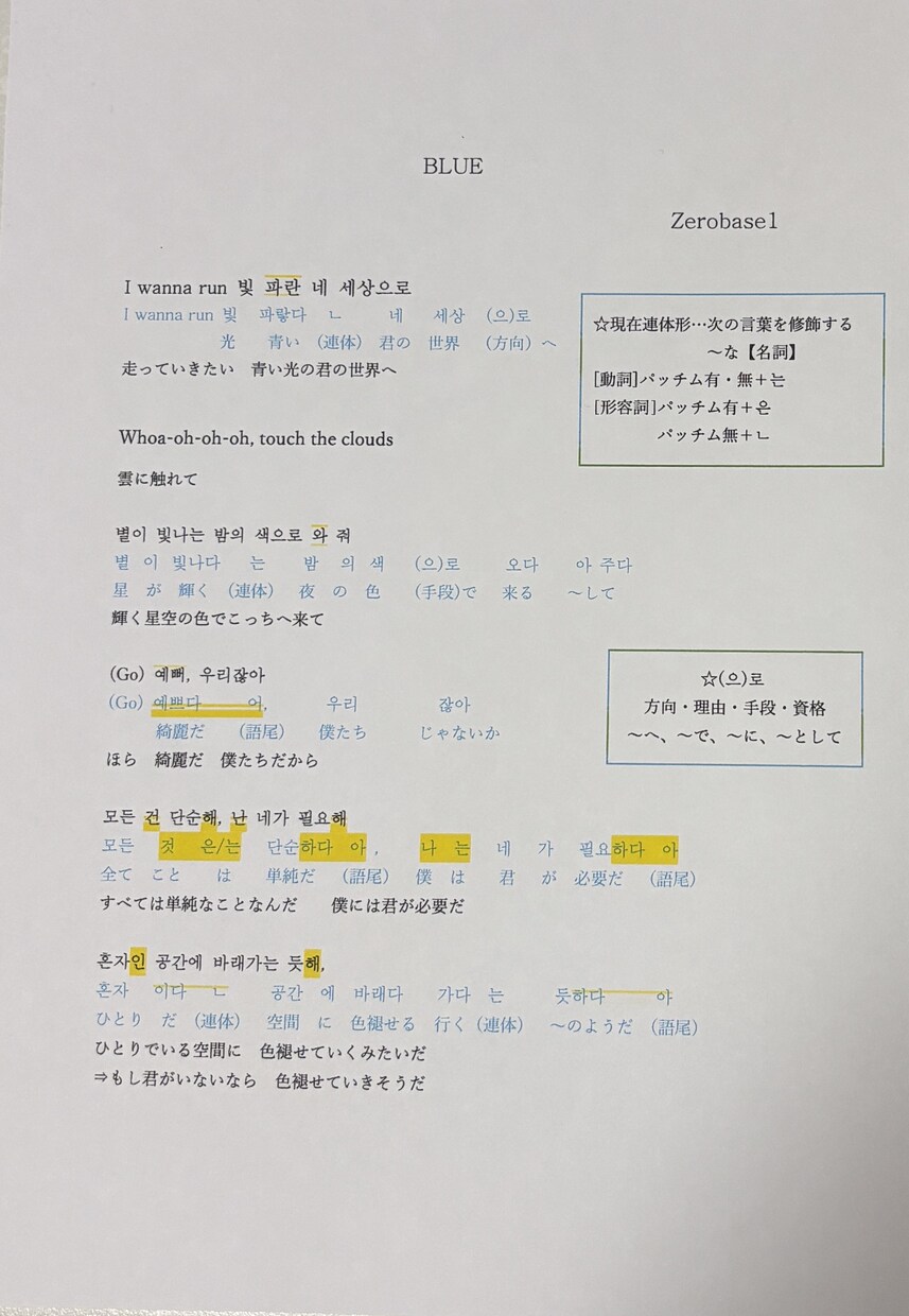 お気に入りのK-pop歌詞を分解します お気に入りのK-popの歌詞を自分の力で理解しよう！ イメージ1