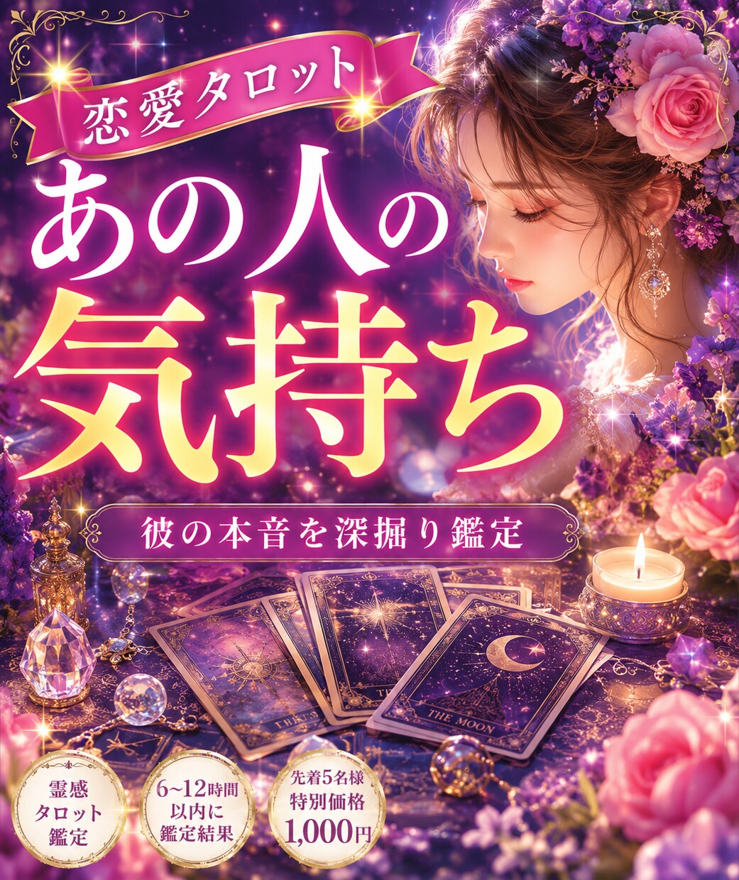彼の本音を恋愛タロットで丁寧に占います 「復縁専門」の不安に優しく寄り添います。 イメージ5