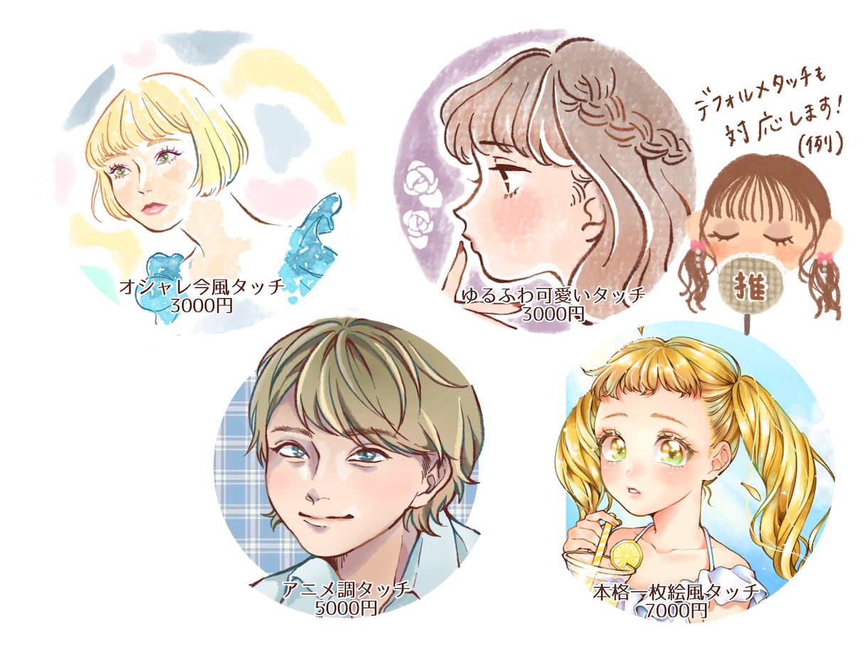 多様な絵柄のSNSアイコンお描きします 絵幅が広いので様々な絵柄のご要望にお応えします！ イメージ2