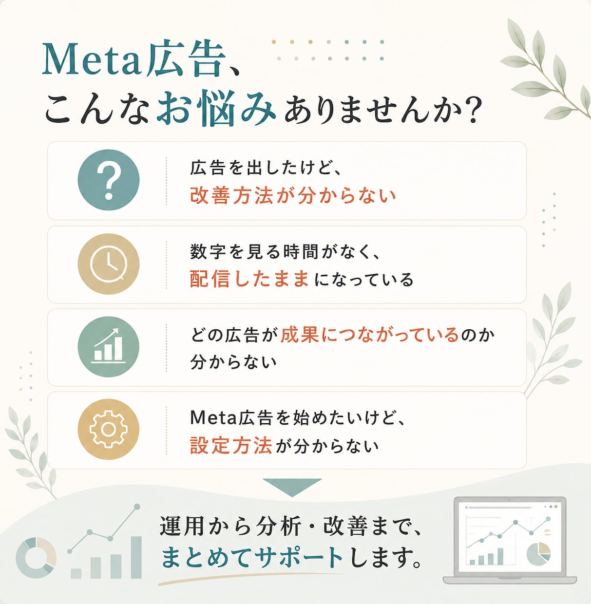 Meta広告の運用・改善をサポートします 数字を見ながら一緒に改善する伴走型広告運用 イメージ2
