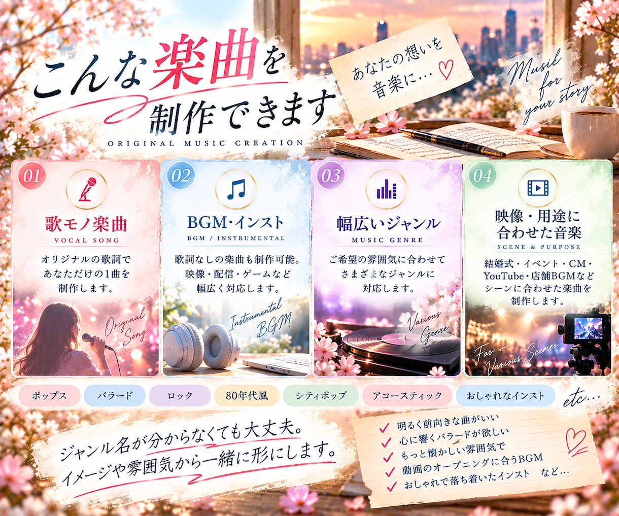 あなたの想いからオリジナル楽曲を制作します 現役シンガーソングライターがAIを活用！歌モノ・インスト◎ イメージ2