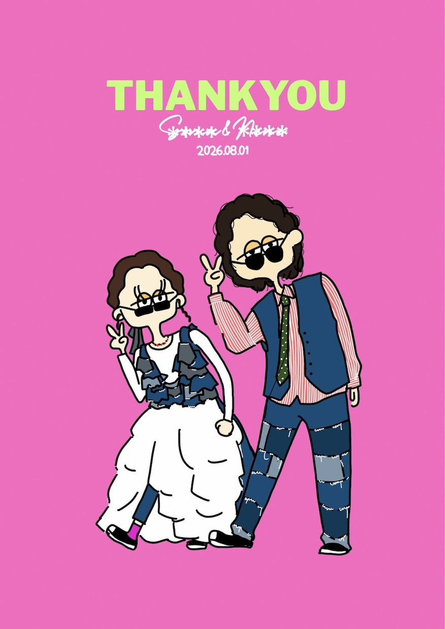 ポップでオリジナルなイラストを作成します ウェルカムボードやサンクスカードで結婚式を華やかに♩ イメージ1