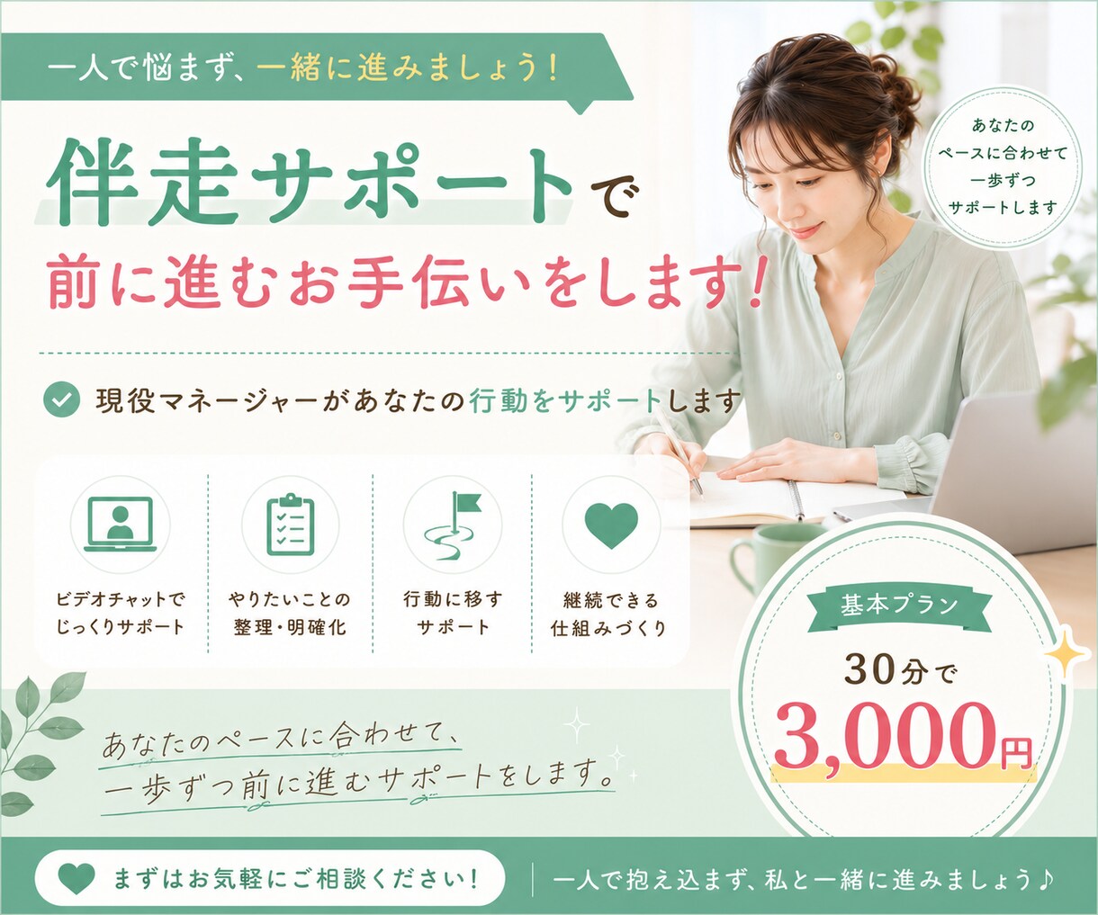 一人では進まない仕事、一緒に整理して進めます タスク整理・進捗確認・習慣化をビデオチャットでサポートします イメージ1