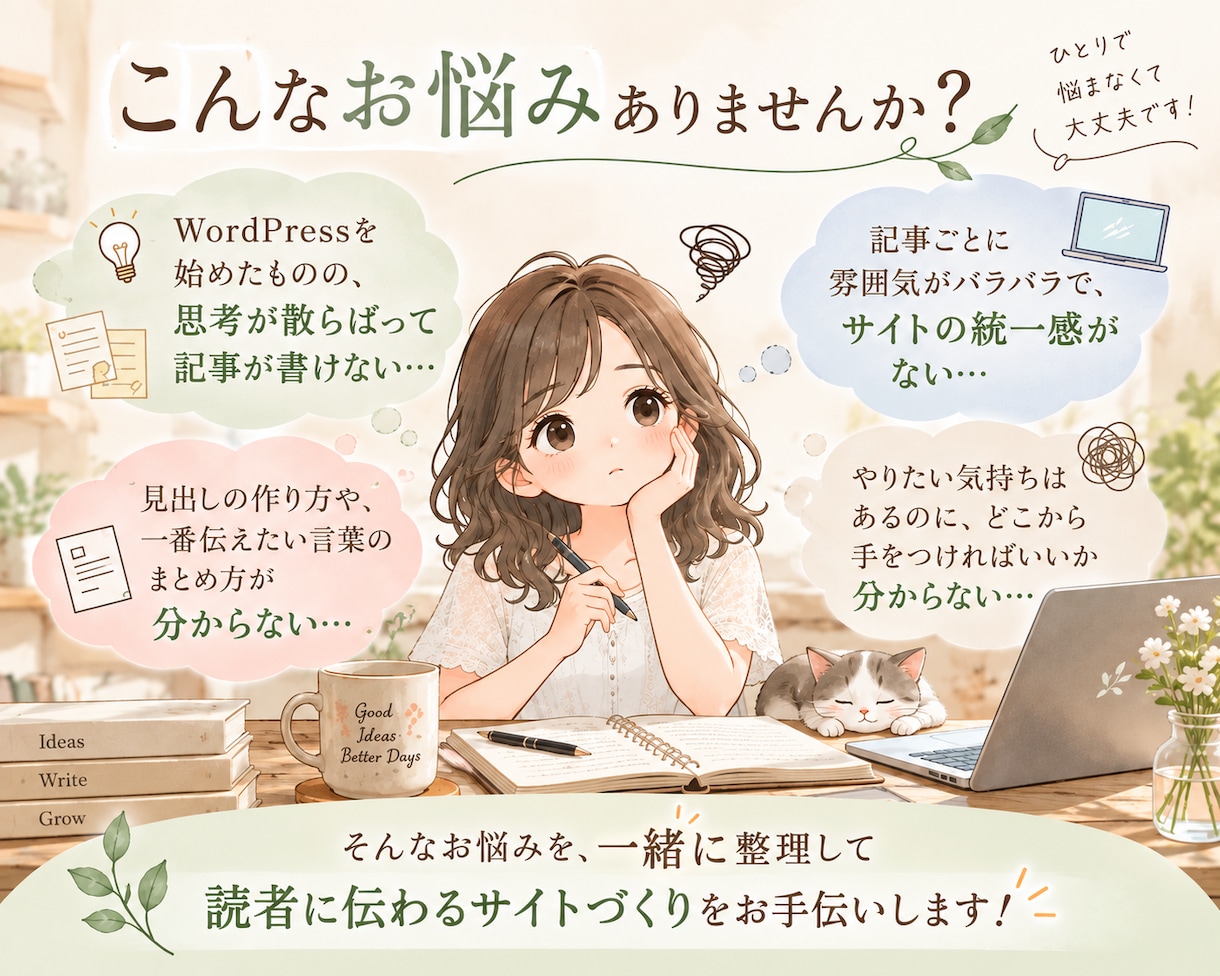 思考整理から伴走！WP記事作成・サイト整えます WordPressに挫折しかけた方へ！想いを整理します イメージ2