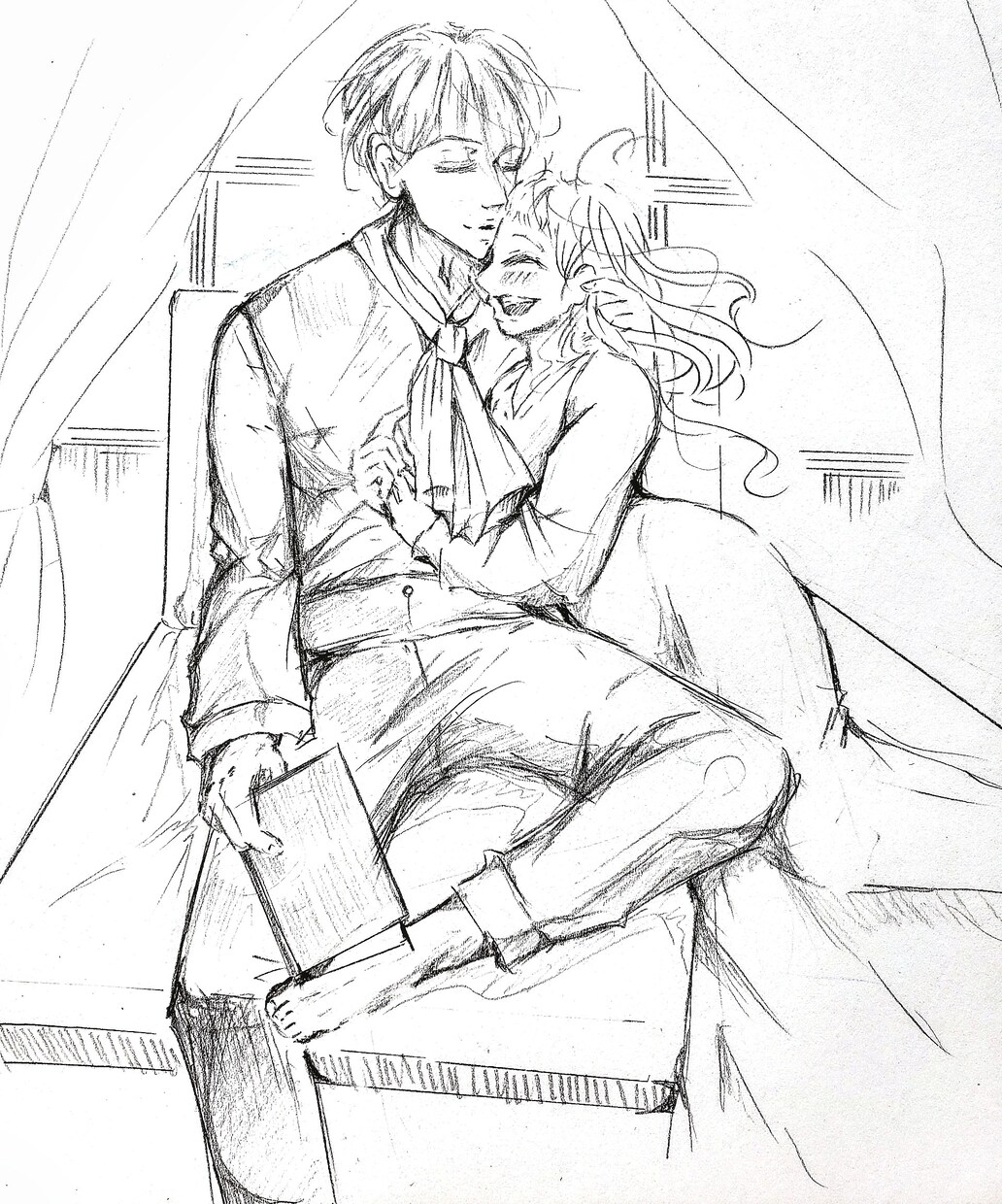 少女漫画　カップル　萌えなどイラスト描きます 制作します(モノクロ　白黒　シャーペン画　恋人イラスト) イメージ4