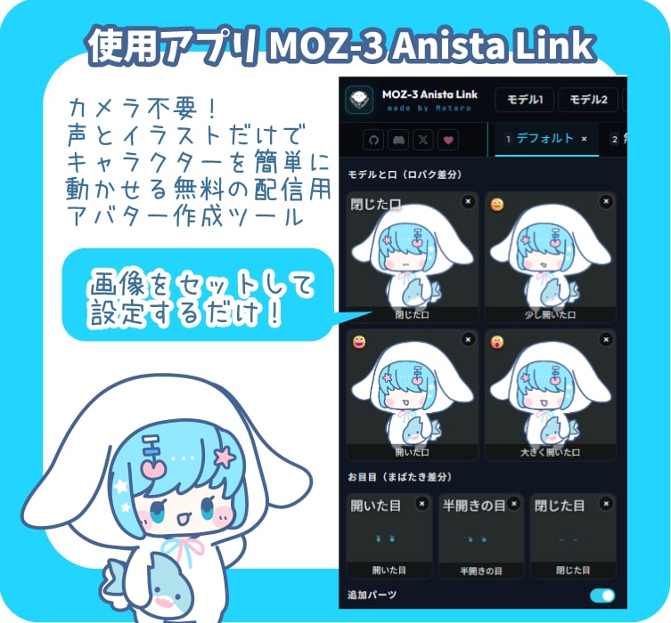 声に合わせて動く口パク配信用アバター制作します お手軽にVTuber！アニスタ対応・解説動画や配信に！ イメージ3