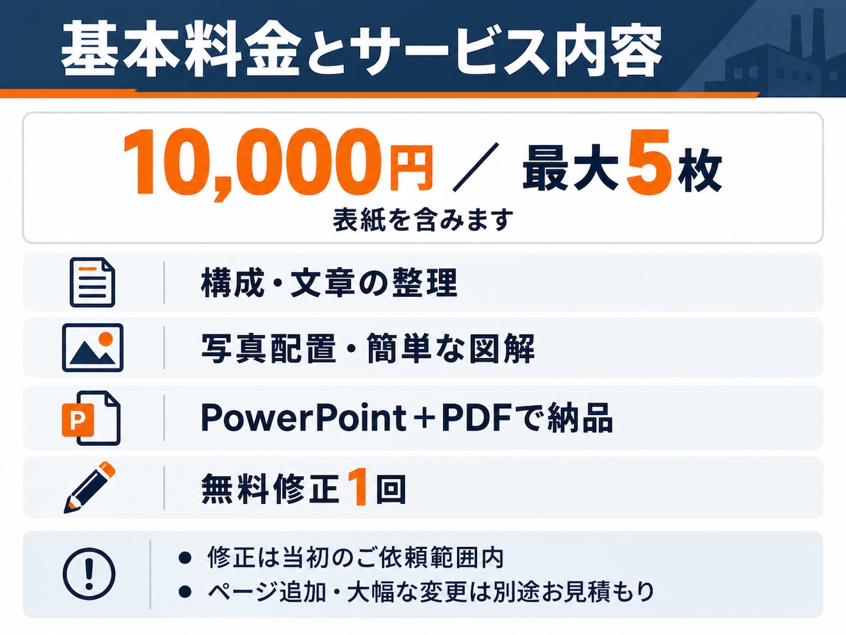 現場の改善提案を伝わるパワポ資料にまとめます 製造・工事現場の経験を活かし、メモや写真から整理 イメージ4