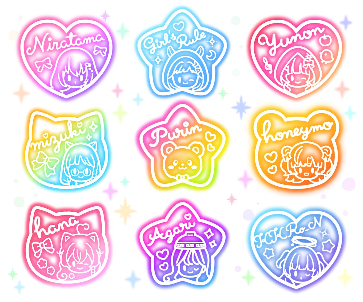 ネオンサイン風★可愛いネオンスタンプを作成します 商用可！Vtuber•配信者さんのグッズやSNS運用にも♪ イメージ2