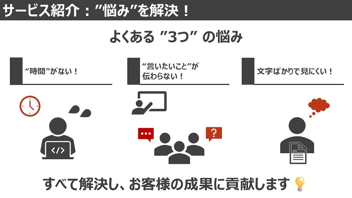 見やすく伝わるパワーポイント資料を作成します 【ご相談ください！】現役の資料作成プロが代行します イメージ2