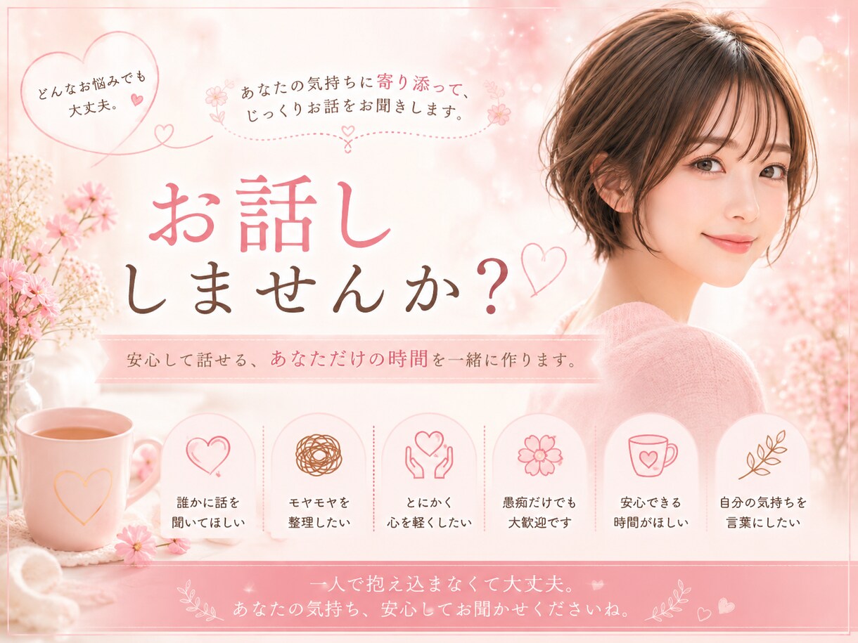 有資格者がなんでも聞きます 愚痴・恋愛・仕事・人間関係など、じっくりお話を聞きます。 イメージ1