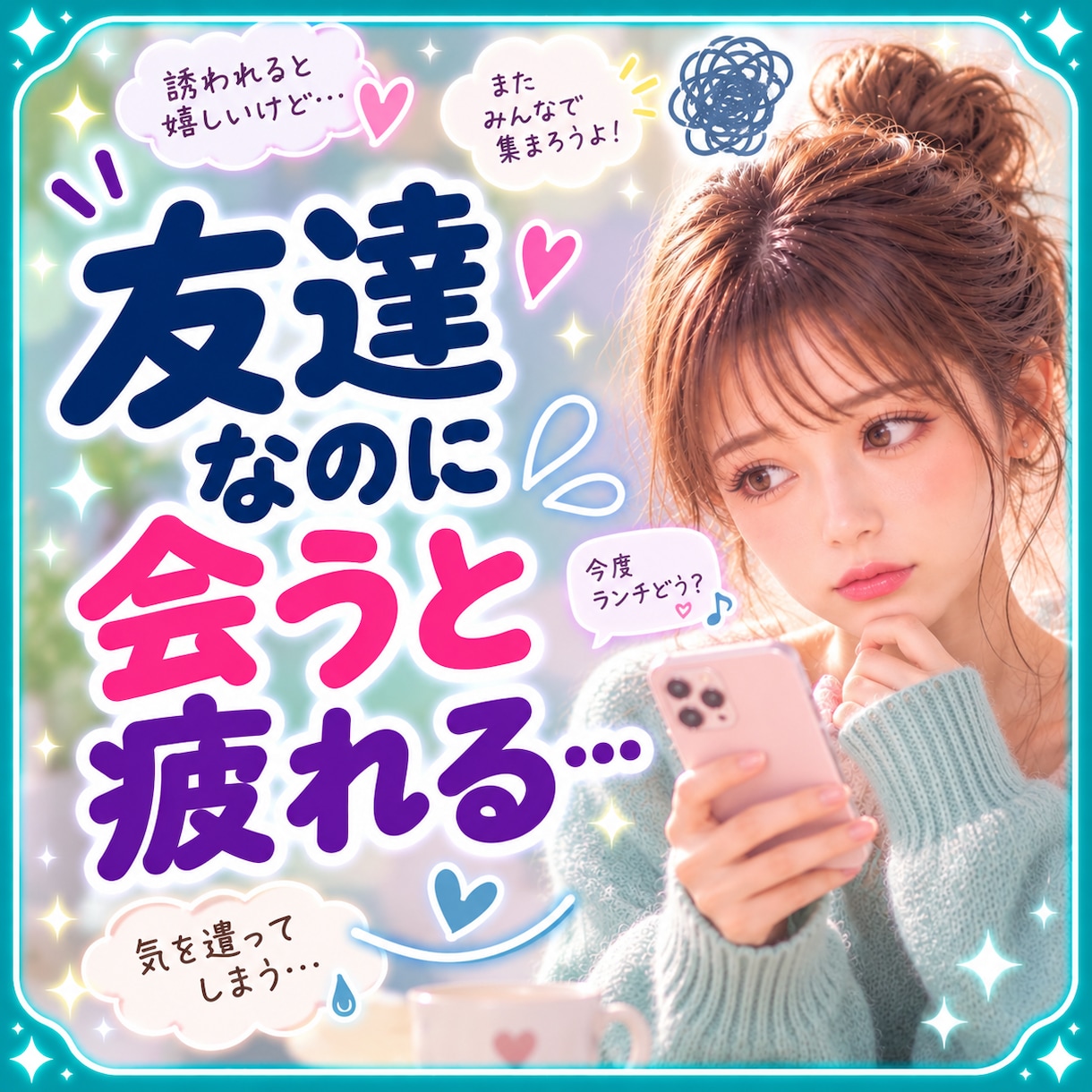 友達なのに疲れる☁複雑な気持ちをお聴きします 会えば楽しい、でも帰るとぐったり…友達付き合いに疲れたら イメージ1